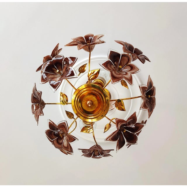 Vintage Chandelier Murano Brown Glass For Sale - Image 6 of 14