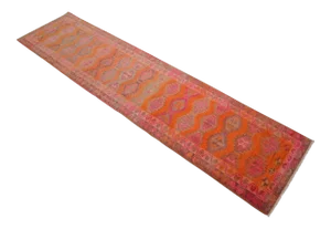 Low pile Kurdish Herki Tribal Runner Rug Hallway 2′10″ x 12′