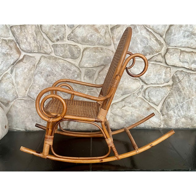 Traditional Vintage Thonet-Style Bentwood & Cane Children's Rocking Chair For Sale - Image 3 of 10