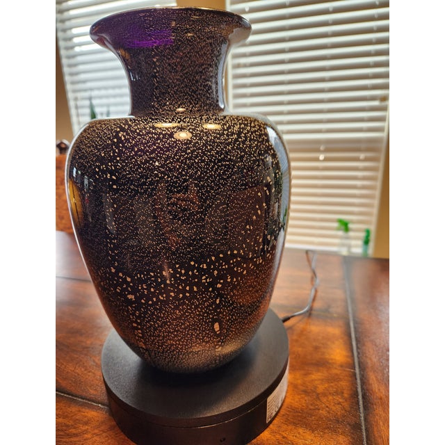 1970s ​Vintage Murano Archimede Seguso "Polvere D'Argento" Amethyst & Silver Dust Glass Vase For Sale - Image 5 of 7