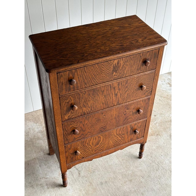 Antique Quarter Sawn Tiger Oak Chest of Drawers For Sale - Image 10 of 16