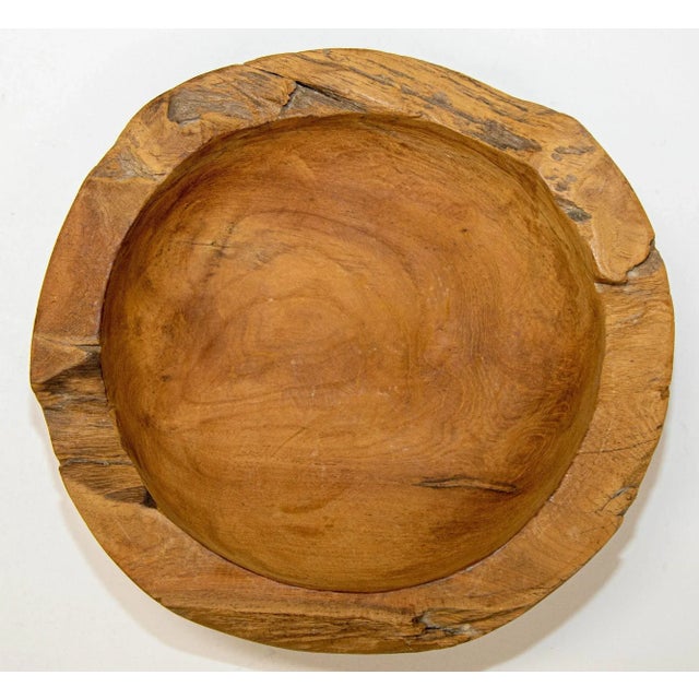 Mid 20th Century Vintage Organic Wood Root Bowl Natural Free Form Live Edge Sculptural Teak Bowl For Sale - Image 5 of 13