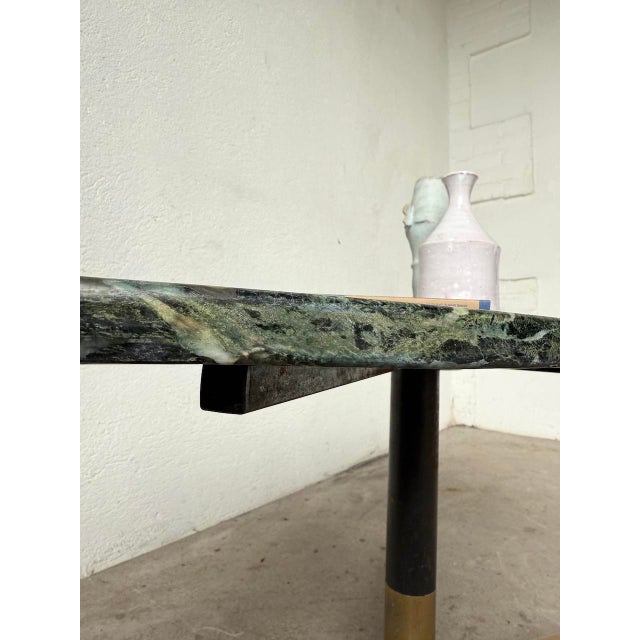 Green Marble and Brass Coffee Table attributed to Michel Kin for Arflex, 1960s For Sale - Image 17 of 18