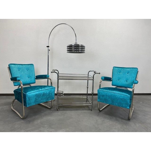Set of Vintage Bauhaus Armchairs in Chrome, 1930s For Sale - Image 4 of 14