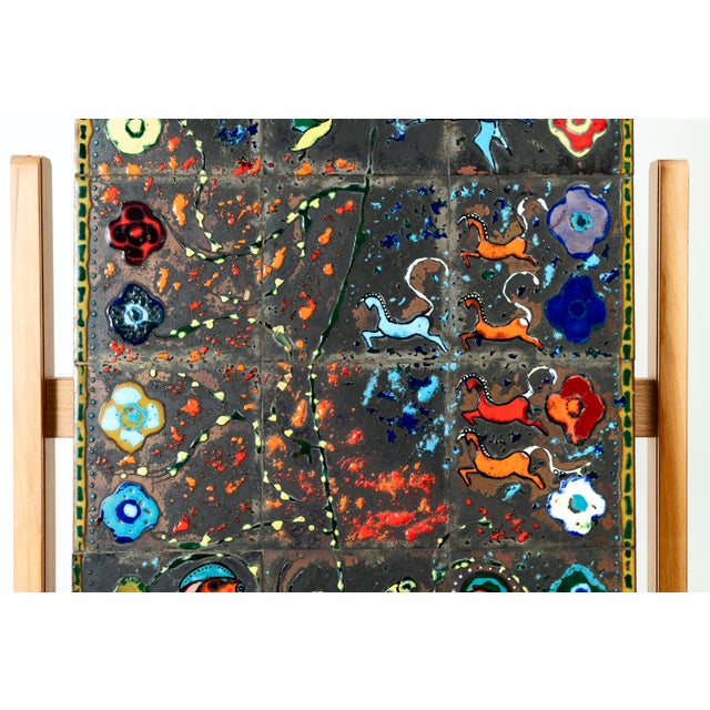 1960s Borbála Scholz-Bika, Abstract Composition, 1960s, Copper, Enamel & Wood For Sale - Image 5 of 6