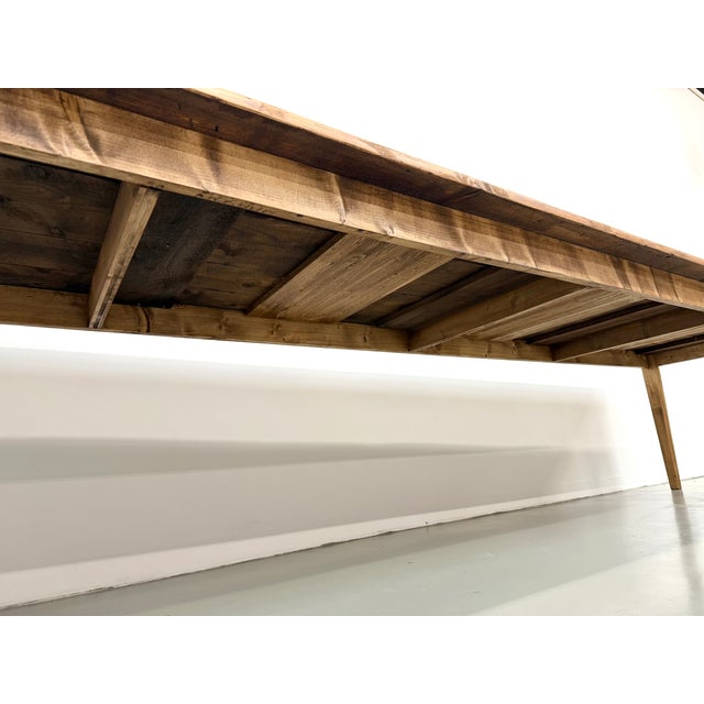 Large Farmhouse Table in Pine with Spindle Legs, 1950s For Sale - Image 12 of 18