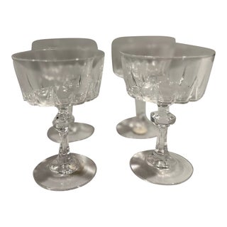 Vintage French Crystal Champagne Coupes-Set of Four For Sale
