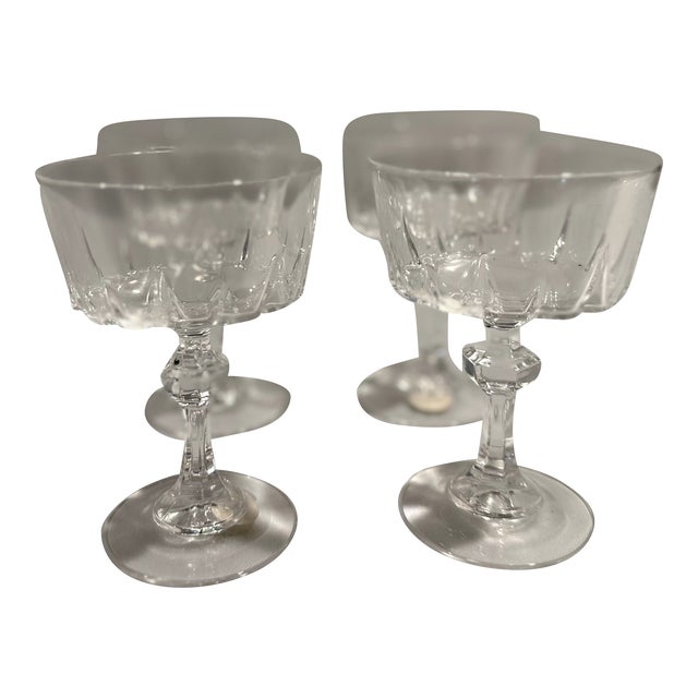 Vintage French Crystal Champagne Coupes-Set of Four For Sale