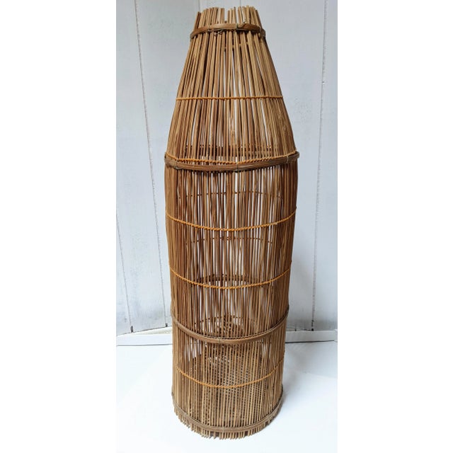 Antique Early 20th Century Large Woven Rattan Fishing Trap Basket For Sale - Image 13 of 13