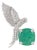 Nature-Inspired 6.59ct Cushion Emerald & Diamond Bird Brooch in 14k White Gold For Sale