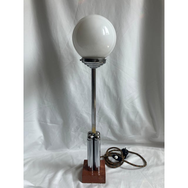Art Deco Marble and Chrome Table Lamp For Sale - Image 10 of 10