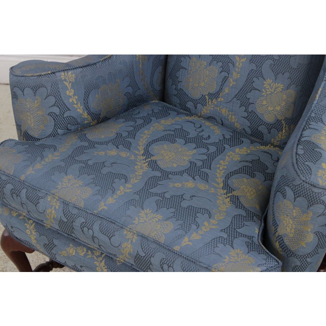 Pair Colonial Williamsburg Style Queen Anne Mahogany Wing Chairs For Sale - Image 11 of 18