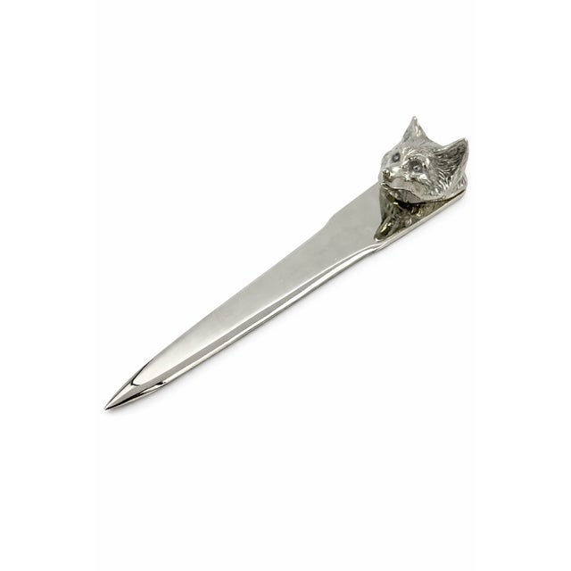 Vintage Silverplate Fox Head Letter Opener Made in Italy For Sale - Image 9 of 9