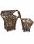 A charming pair of woven metal footed baskets, each with a hinged lid. The smaller basket fits inside the larger for easy...