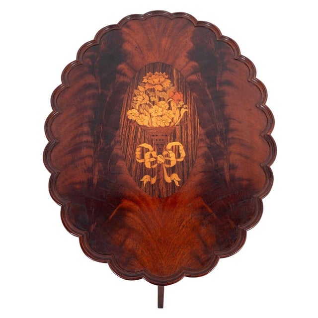 English George III Style Mahogany & Marquetry Tripod Table For Sale - Image 3 of 4