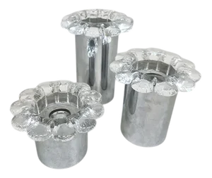 Vintage Chrome and Glass Flower Wall Sconces, 1970s, Set of 3