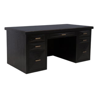 Desk in Black Oak With Brass Details by R&y Augousti For Sale