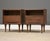 A pair of mid century modern walnut nightstands with a single drawer made by Stanley Furniture. Professionally refinished....