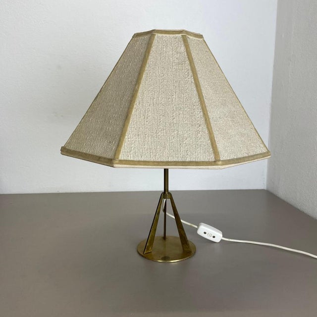 Austrian Tripod Brass Table Light in the style of Kalmar, 1960s For Sale - Image 3 of 17