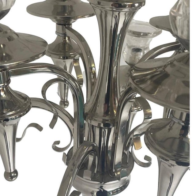 Metal Extra Large 9-Light Floor Lamp with Chromed Metal and Glass Tops For Sale - Image 7 of 9