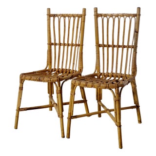 Vintage Italian Bamboo Chairs, 1970s, Set of 2 For Sale
