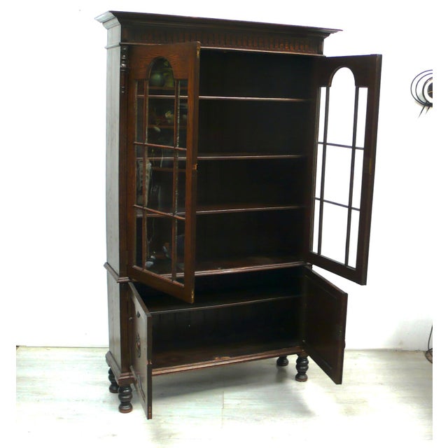 Antique Display Bookcase in Dark Nutwood, England, 1890s For Sale - Image 3 of 7