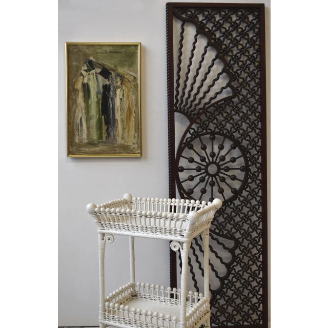 Antique Victorian White Painted Two-Tier Stick + Ball Accent Table with Splayed Legs, Circa Late 19th Century. Two-tiered...