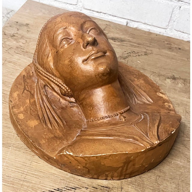 1920s Share Terracotta Medallion of a Renaissance-Style Lady,19th Century For Sale - Image 5 of 8