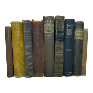 Brown, Green, Blue Book Set - 9 Pieces For Sale