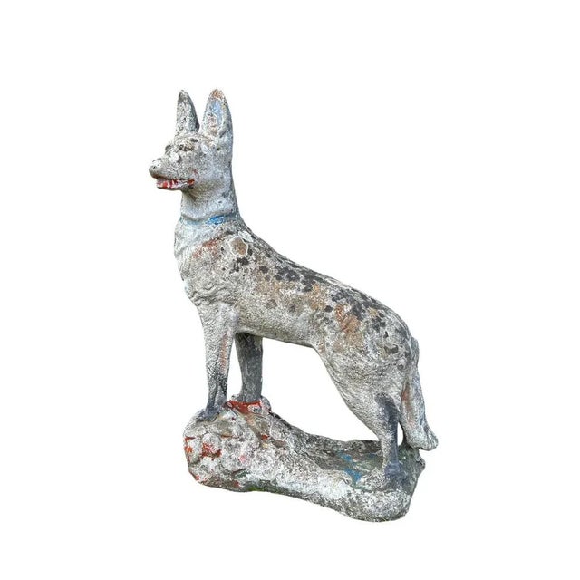 Concrete Stone Shepard Garden Dog Ornament Sculpture, 1950s For Sale - Image 11 of 11