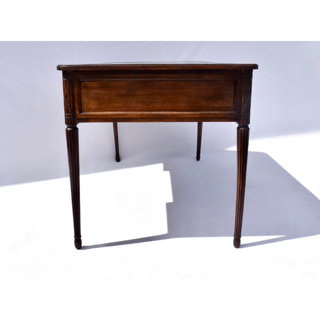 Burnt Umber Louis XVI Style Leather Writing Desk by Cassard Et Cie, Paris, 1920s For Sale - Image 8 of 13