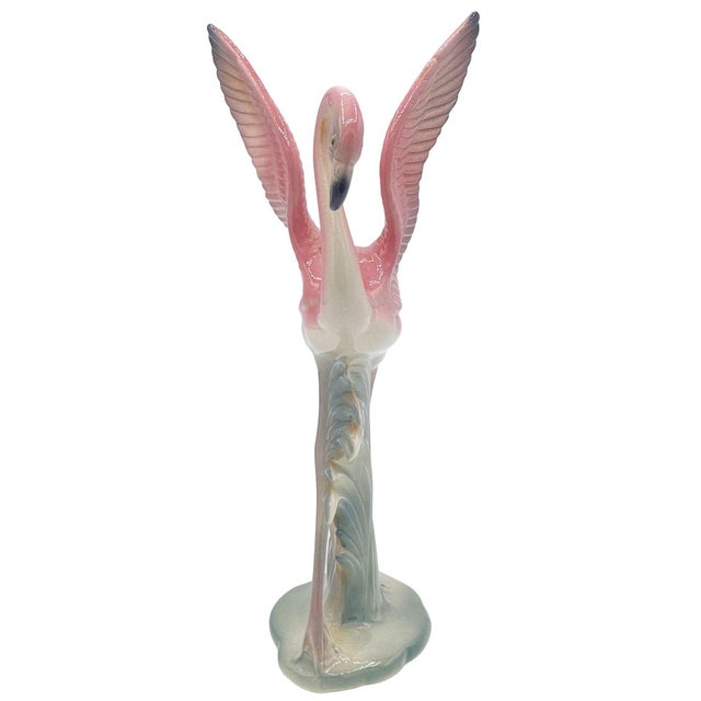 1950s Mid-Century Pink & Green Flamingo Ceramic Tabletop Sculpture Pair by Brad Keeler, 2 Pieces For Sale - Image 4 of 18