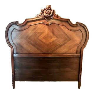19th C. Rococo Revival French Walnut Queen Bed – Bookmatched Veneer For Sale