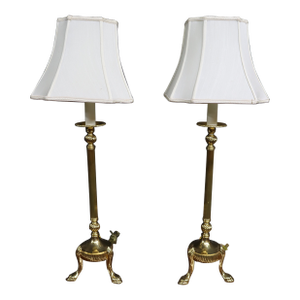 Pair of Solid Brass Trifoot Table Lamps
