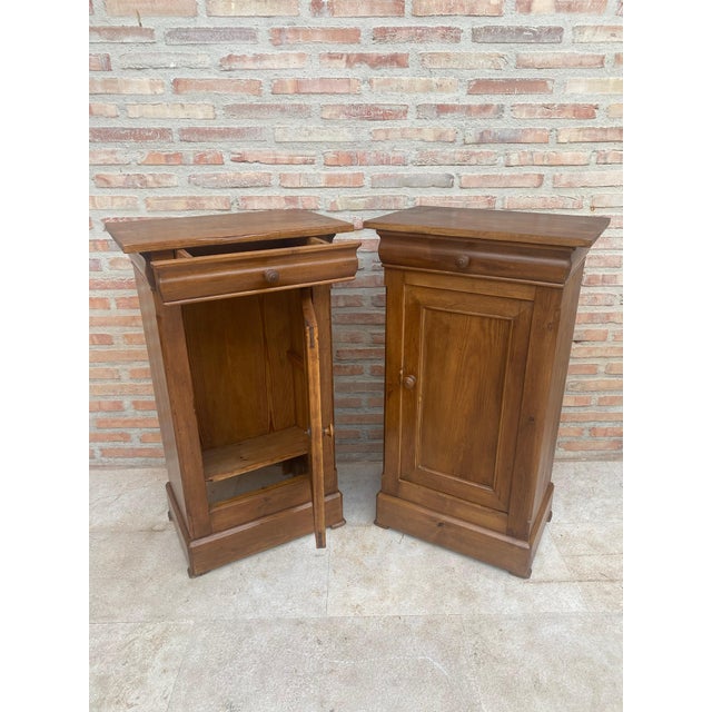 Wood Early 20th Century French Provincial Walnut Nightstands, 1920, Set of 2 For Sale - Image 7 of 18
