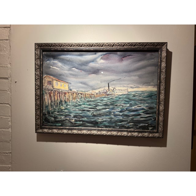 Original 1932 John Wenger Watercolor "Coney Island in Winter" For Sale - Image 10 of 12