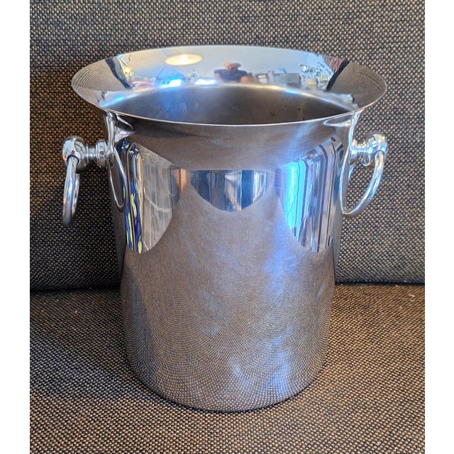 Vintage Champagne Cooler in Silver-Plated Metal by H.R.W. Fink, 1970s, in Very Good conditions. Designed 1970 to 1979 This...