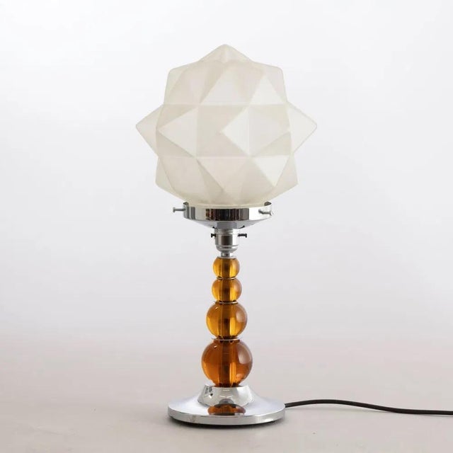 Art Deco Table Lamp with Frosted Glass Star Shade, 1930s For Sale - Image 9 of 11