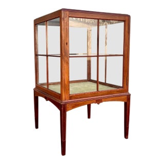 Mid 20th Century General Store Display Cabinet With Swing Door | All Glass + Wood Frame For Sale