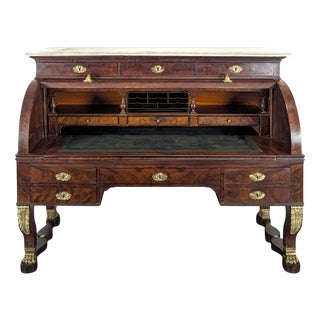 Empire Brown Cylinder Desk For Sale