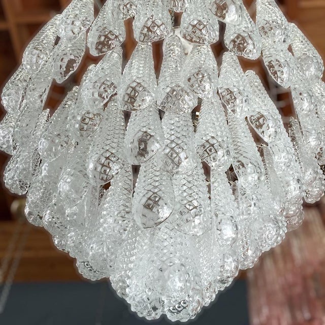 Fabio Ltd 21st Century Murano Etched Tears Chandelier by Fabio LTD For Sale - Image 4 of 7