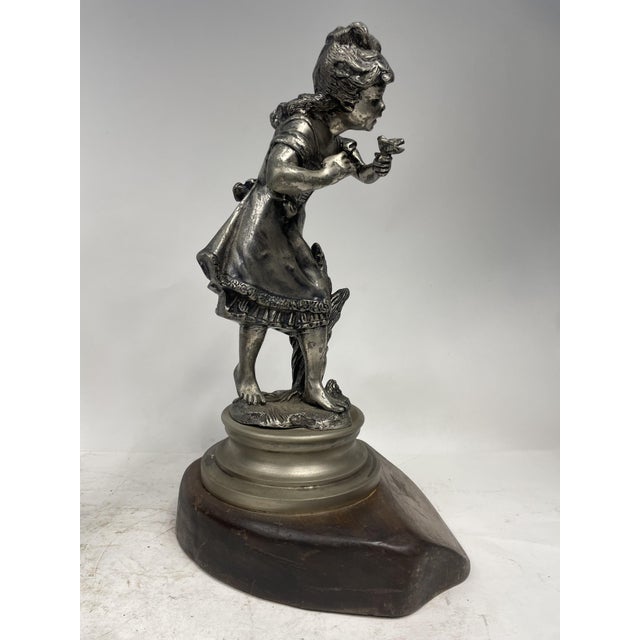 Statues of Children Playing, 1920s, Metal, Set of 2 For Sale - Image 15 of 16