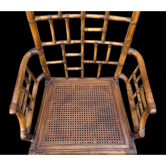 Vintage Set of Milling Road by Baker Furniture Bamboo and Cane Bottom Armchairs For Sale In Washington DC - Image 6 of 12