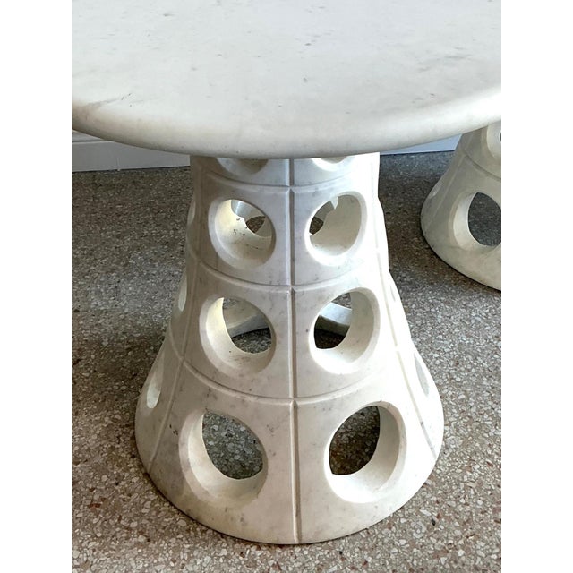 Vintage Italian Marble Cutout Side Tables - A Pair For Sale - Image 9 of 14
