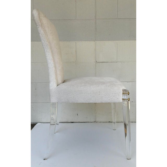 Baker Modern White and Gray Cut Velvet IIa Dining Chairs Set of 4 For Sale In Atlanta - Image 6 of 8
