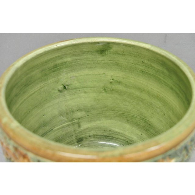 Green Early 20th Century Weller Clinton Art Pottery Green Glazed Squirrel & Acorn Planter Jardinière For Sale - Image 8 of 14