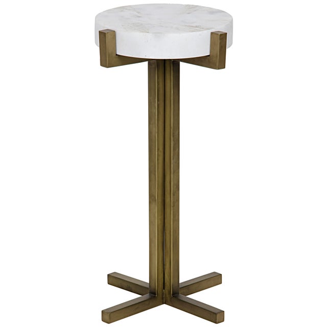 Contemporary NOIR Sardo Side Table in Antique Brass in Metal and Quartz For Sale - Image 3 of 3