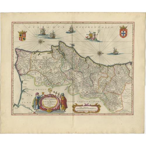 Antique Iberia Map, 1642 For Sale