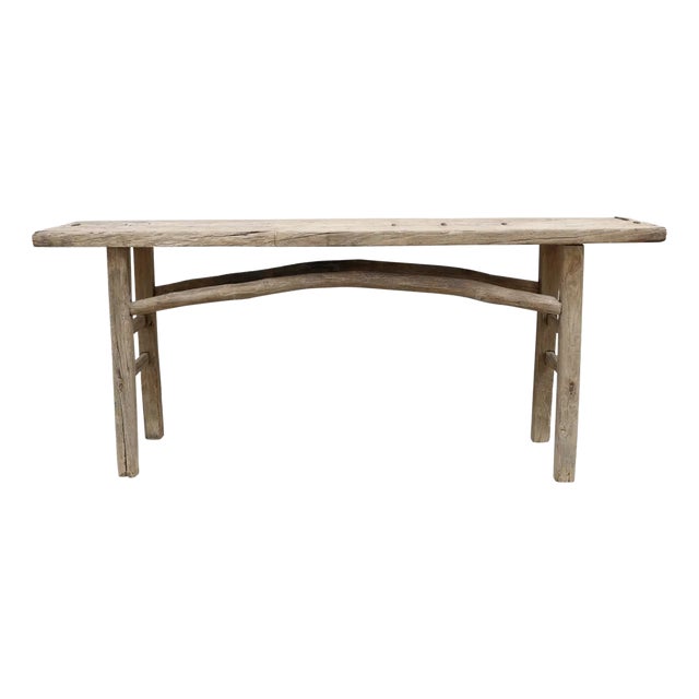 Vintage Console Table in Weathered Natural Wood For Sale