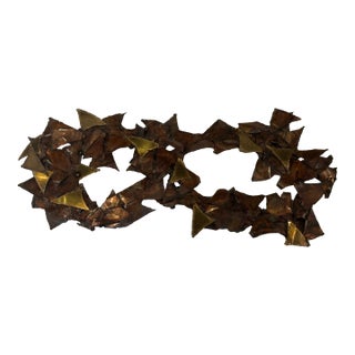 Vintage 1960s Metal Brutalist Wall Sculpture Art Copper Brass Style Curtis Jere For Sale